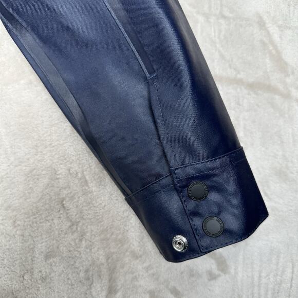 Lee X Stutterheim Stockholm Raincoat Hooded Navy Blue Men’s Size L Made Poland - Picture 11 of 14
